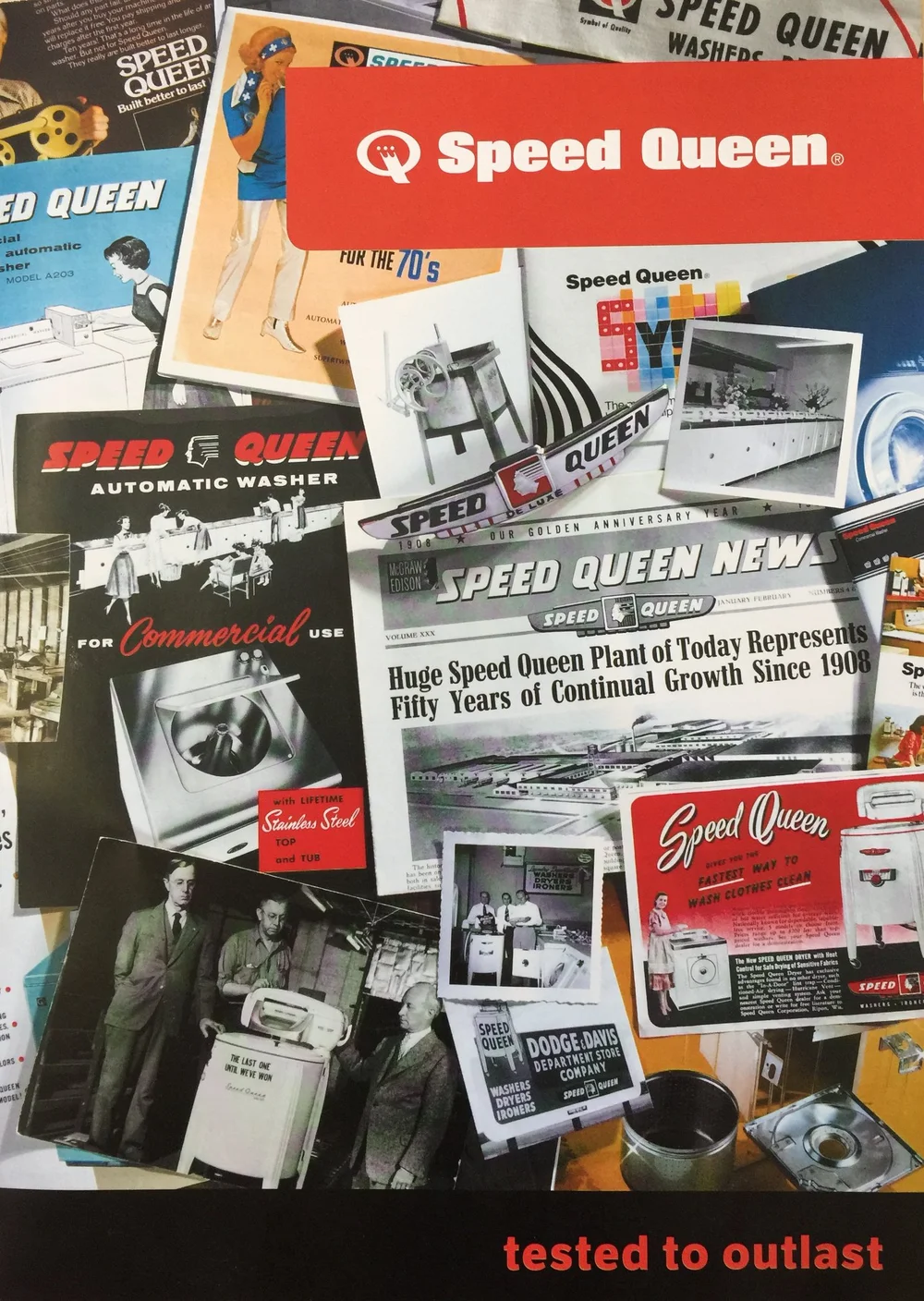 Original Speed Queen heritage poster featuring its washing machine history